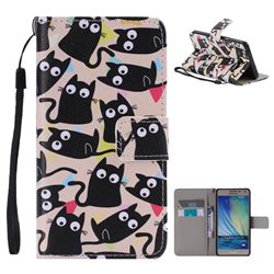 Cute Kitten Cat PU Leather Wallet Case for Samsung Galaxy A5 2015 A500