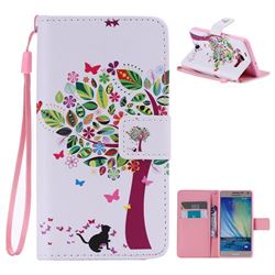 Cat and Tree PU Leather Wallet Case for Samsung Galaxy A5 2015 A500