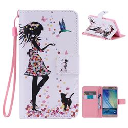Petals and Cats PU Leather Wallet Case for Samsung Galaxy A5 2015 A500