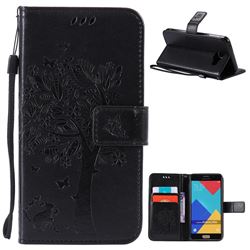 Embossing Butterfly Tree Leather Wallet Case for Samsung Galaxy A5 2016 A510 - Black
