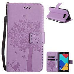 Embossing Butterfly Tree Leather Wallet Case for Samsung Galaxy A5 2016 A510 - Violet