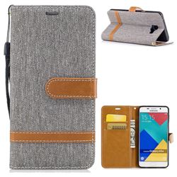 Jeans Cowboy Denim Leather Wallet Case for Samsung Galaxy A5 2016 A510 - Gray