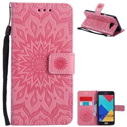 Embossing Sunflower Leather Wallet Case for Samsung Galaxy A5 2016 A510 - Pink
