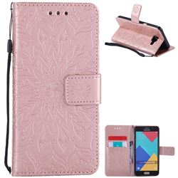 Embossing Sunflower Leather Wallet Case for Samsung Galaxy A5 2016 A510 - Rose Gold