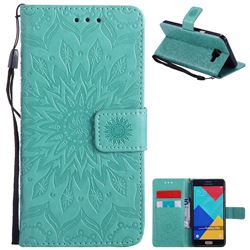 Embossing Sunflower Leather Wallet Case for Samsung Galaxy A5 2016 A510 - Green