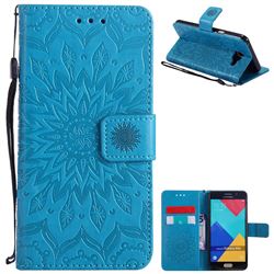 Embossing Sunflower Leather Wallet Case for Samsung Galaxy A5 2016 A510 - Blue