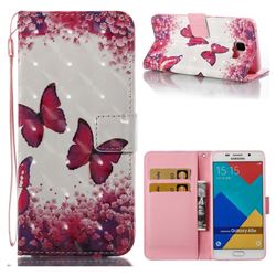 Rose Butterfly 3D Painted Leather Wallet Case for Samsung Galaxy A5 2016 A510