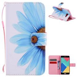 Blue Sunflower PU Leather Wallet Case for Samsung Galaxy A5 2016 A510