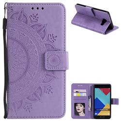 Intricate Embossing Datura Leather Wallet Case for Samsung Galaxy A5 2016 A510 - Purple