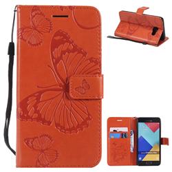 Embossing 3D Butterfly Leather Wallet Case for Samsung Galaxy A5 2016 A510 - Orange