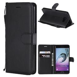 Retro Greek Classic Smooth PU Leather Wallet Phone Case for Samsung Galaxy A5 2016 A510 - Black