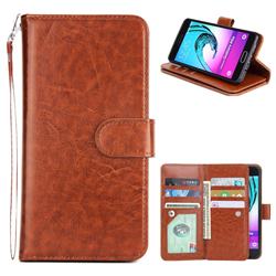 9 Card Photo Frame Smooth PU Leather Wallet Phone Case for Samsung Galaxy A5 2016 A510 - Brown