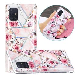 Rose Flower Painted Galvanized Electroplating Soft Phone Case Cover for Samsung Galaxy A51 5G