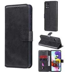 Retro Calf Matte Leather Wallet Phone Case for Samsung Galaxy A51 5G - Black