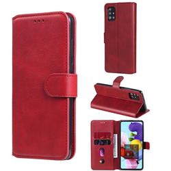 Retro Calf Matte Leather Wallet Phone Case for Samsung Galaxy A51 5G - Red