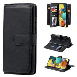 Multi-function Ten Card Slots and Photo Frame PU Leather Wallet Phone Case Cover for Samsung Galaxy A51 5G - Black