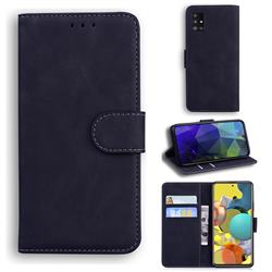 Retro Classic Skin Feel Leather Wallet Phone Case for Samsung Galaxy A51 5G - Black