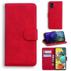 Retro Classic Skin Feel Leather Wallet Phone Case for Samsung Galaxy A51 5G - Red