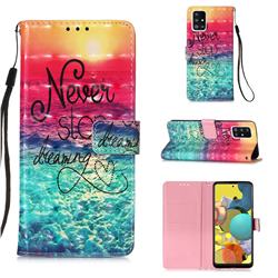 Colorful Dream Catcher 3D Painted Leather Wallet Case for Samsung Galaxy A51 5G