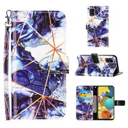Starry Blue Stitching Color Marble Leather Wallet Case for Samsung Galaxy A51 5G