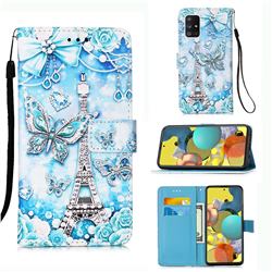Tower Butterfly Matte Leather Wallet Phone Case for Samsung Galaxy A51 5G