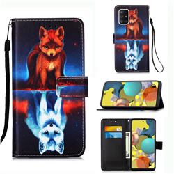 Water Fox Matte Leather Wallet Phone Case for Samsung Galaxy A51 5G