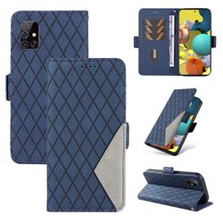 Grid Pattern Splicing Protective Wallet Case Cover for Samsung Galaxy A51 5G - Blue