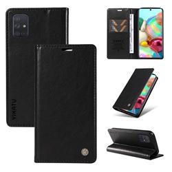 YIKATU Litchi Card Magnetic Automatic Suction Leather Flip Cover for Samsung Galaxy A51 5G - Black