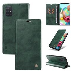 YIKATU Litchi Card Magnetic Automatic Suction Leather Flip Cover for Samsung Galaxy A51 5G - Green