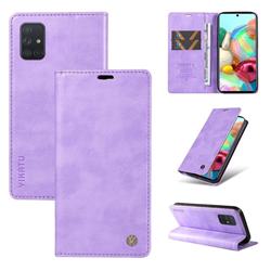 YIKATU Litchi Card Magnetic Automatic Suction Leather Flip Cover for Samsung Galaxy A51 5G - Purple