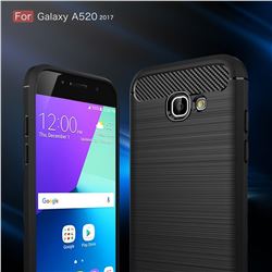 Luxury Carbon Fiber Brushed Wire Drawing Silicone TPU Back Cover for Samsung Galaxy A5 2017 A520 (Black)
