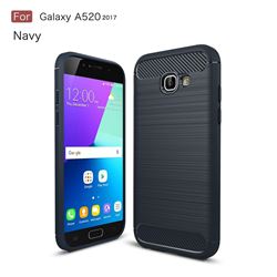 Luxury Carbon Fiber Brushed Wire Drawing Silicone TPU Back Cover for Samsung Galaxy A5 2017 A520 (Navy)