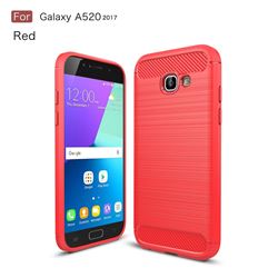 Luxury Carbon Fiber Brushed Wire Drawing Silicone TPU Back Cover for Samsung Galaxy A5 2017 A520 (Red)