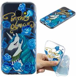 Blue Flower Unicorn Clear Varnish Soft Phone Back Cover for Samsung Galaxy A5 2017 A520