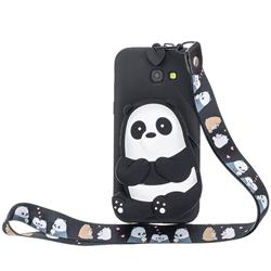 Cute Panda Neck Lanyard Zipper Wallet Silicone Case for Samsung Galaxy A5 2017 A520