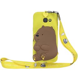 Yellow Bear Neck Lanyard Zipper Wallet Silicone Case for Samsung Galaxy A5 2017 A520