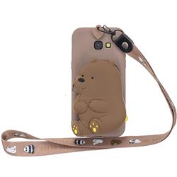 Brown Bear Neck Lanyard Zipper Wallet Silicone Case for Samsung Galaxy A5 2017 A520