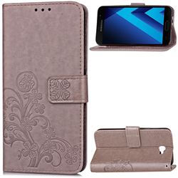 Embossing Imprint Four-Leaf Clover Leather Wallet Case for Samsung Galaxy A5 2017 A520 - Grey