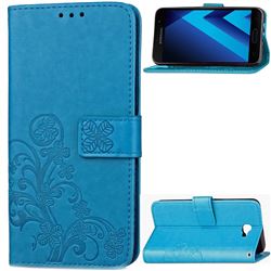 Embossing Imprint Four-Leaf Clover Leather Wallet Case for Samsung Galaxy A5 2017 A520 - Blue