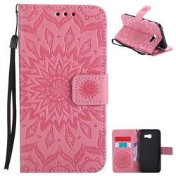 Embossing Sunflower Leather Wallet Case for Samsung Galaxy A5 2017 A520 - Pink