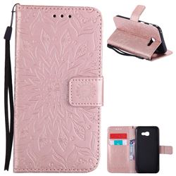 Embossing Sunflower Leather Wallet Case for Samsung Galaxy A5 2017 A520 - Rose Gold