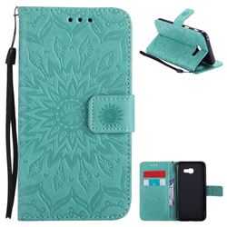 Embossing Sunflower Leather Wallet Case for Samsung Galaxy A5 2017 A520 - Green