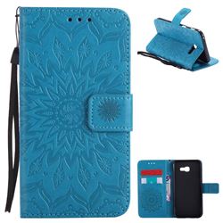 Embossing Sunflower Leather Wallet Case for Samsung Galaxy A5 2017 A520 - Blue
