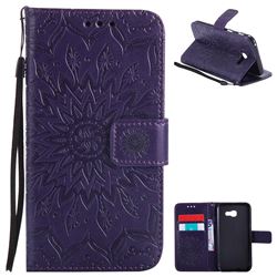 Embossing Sunflower Leather Wallet Case for Samsung Galaxy A5 2017 A520 - Purple