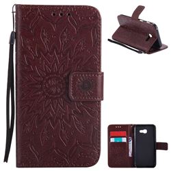 Embossing Sunflower Leather Wallet Case for Samsung Galaxy A5 2017 A520 - Brown