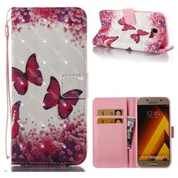 Rose Butterfly 3D Painted Leather Wallet Case for Samsung Galaxy A5 2017 A520