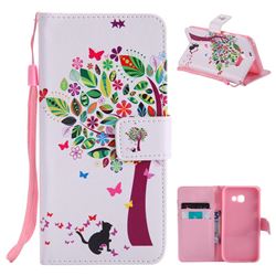 Cat and Tree PU Leather Wallet Case for Samsung Galaxy A5 2017 A520