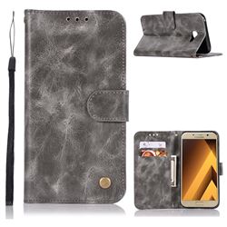 Luxury Retro Leather Wallet Case for Samsung Galaxy A5 2017 A520 - Gray