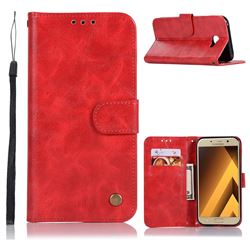 Luxury Retro Leather Wallet Case for Samsung Galaxy A5 2017 A520 - Red