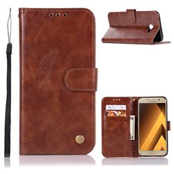 Luxury Retro Leather Wallet Case for Samsung Galaxy A5 2017 A520 - Brown